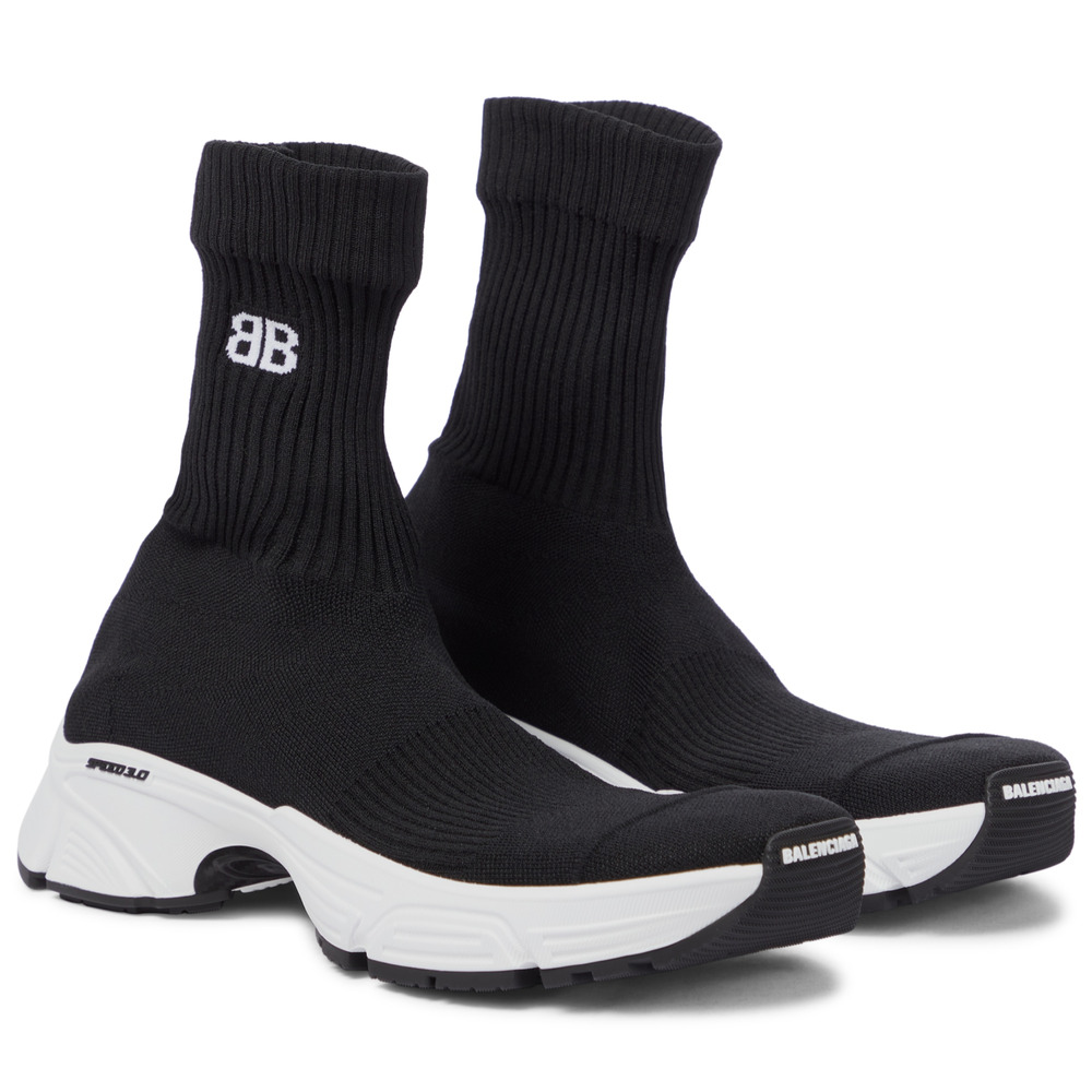 Balenciaga Speed 3.0 Sock Trainer Knit White Black High Top Runner Sneakers 41 - Picture 3 of 12